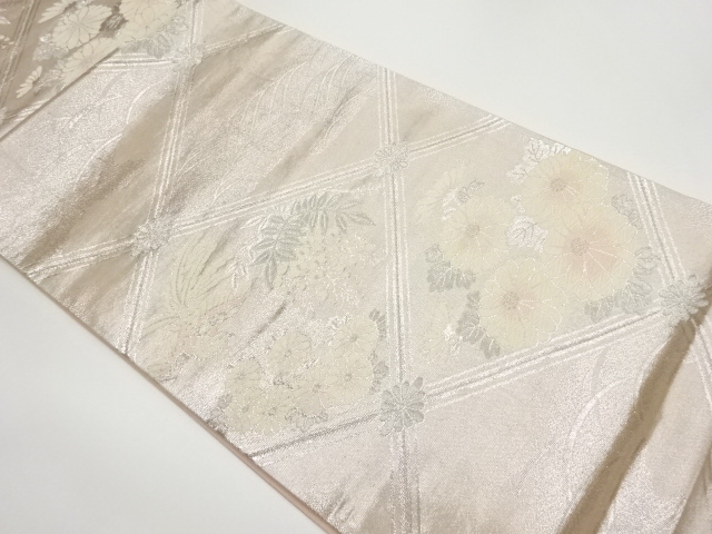 格天井に菊・鳳凰・流水模様織出し袋帯